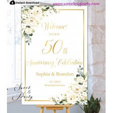 Ivory Roses 50th Anniversary welcome sign template,50th Anniversary welcome sign,(123) Ivory Roses 50th Anniversary welcome sign template,50th Anniversary welcome sign,(123)